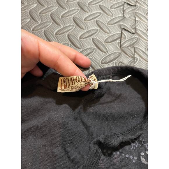 Blue Canyon 100% Cotton Y2K Grunge Embellished Floral Graphic‎ Brown Fitted Tee - Picture 4 of 10